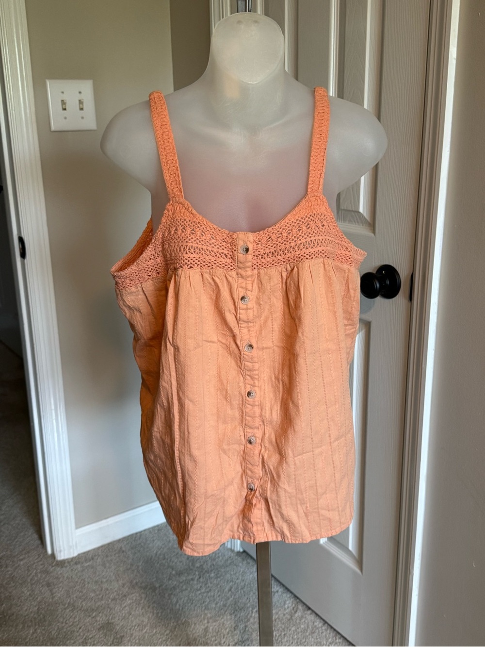 torrid Peach Crochet-Trim Button Front Camisole
